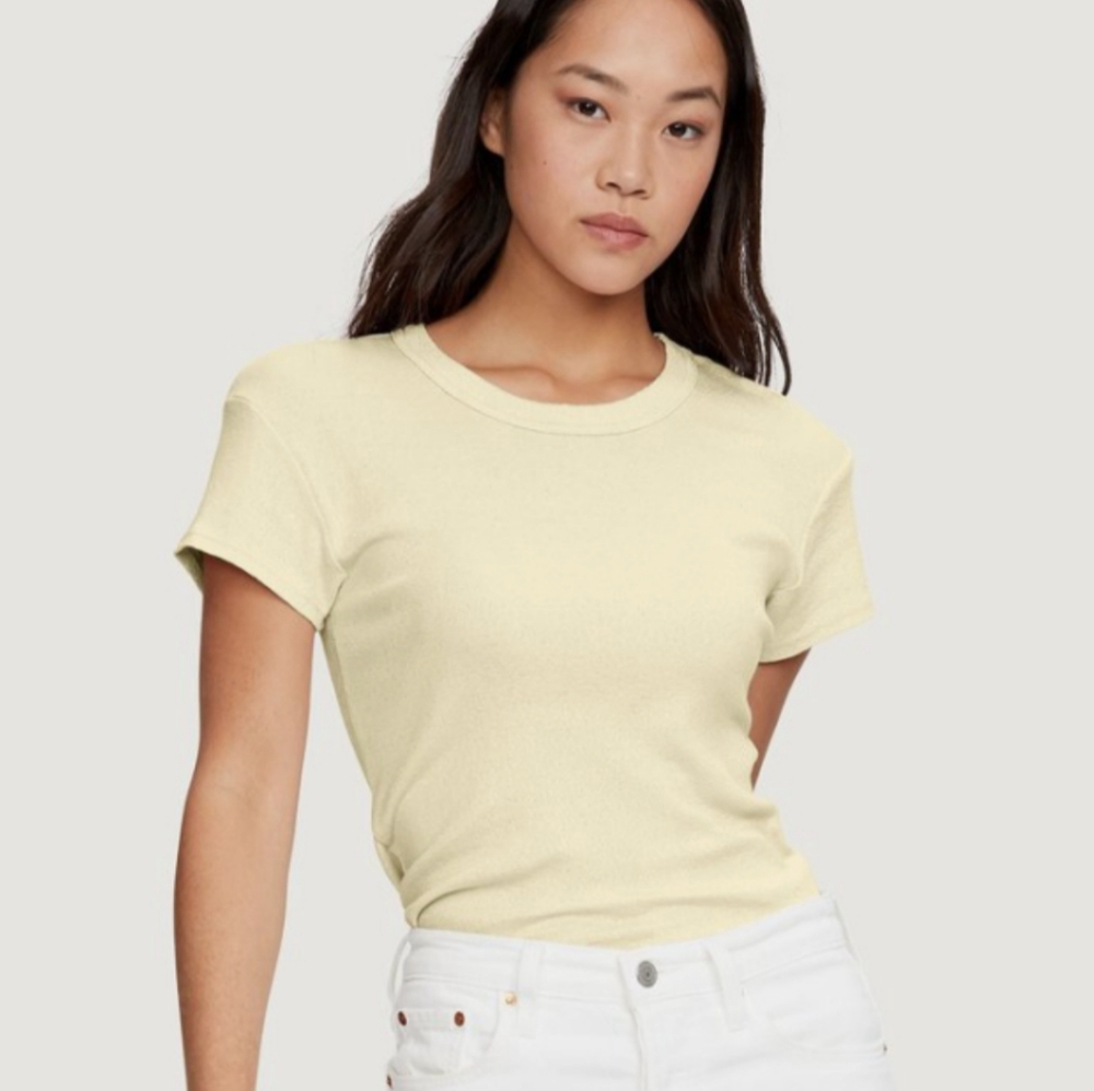 Michael Stars Shine Fallon Tee Short Sleeve Top One Size Yellow